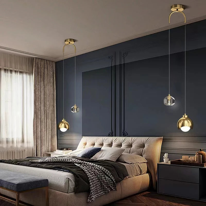 Modern Crystal Pendant Light for Living Room Bedroom Nordic Style Hanging Lamp