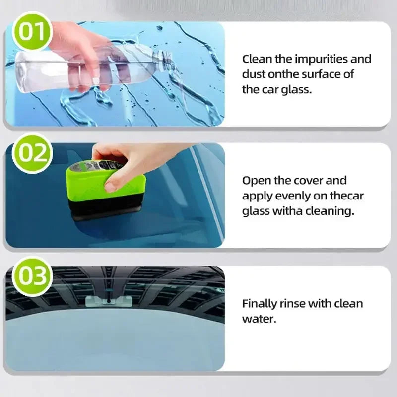 Car Glass Cleaning Brush Oil Film Remover & Sponge Dual-Purpose Tool
