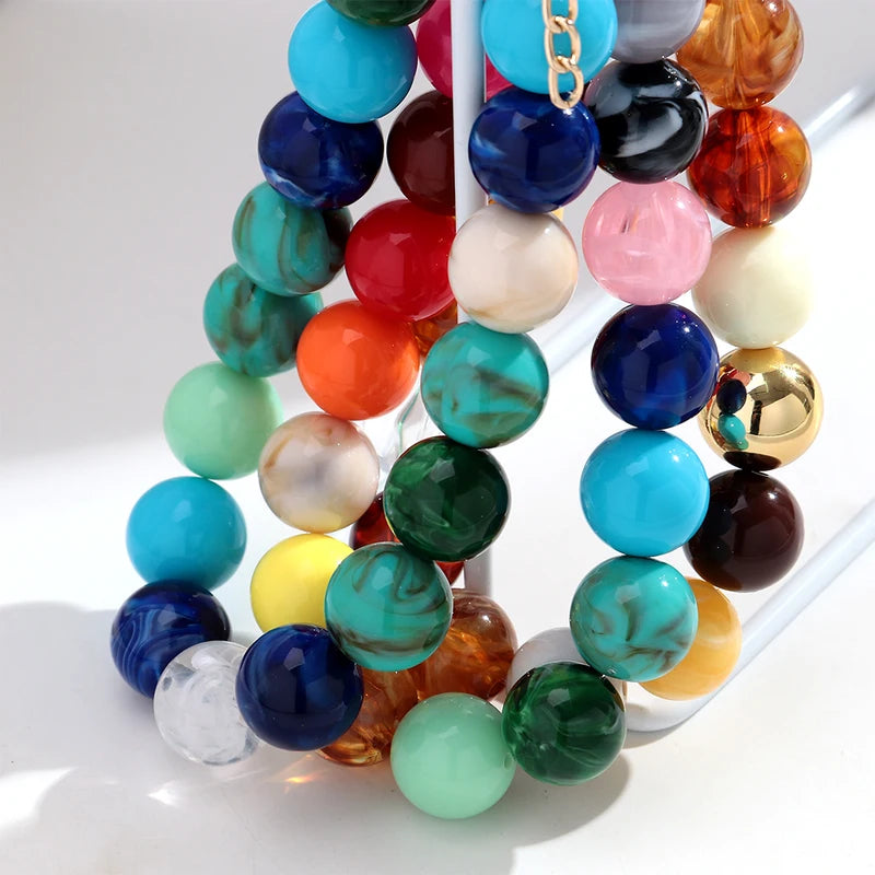 Colorful Resin Beads Choker Necklace for Women - Boho Statement Jewelry