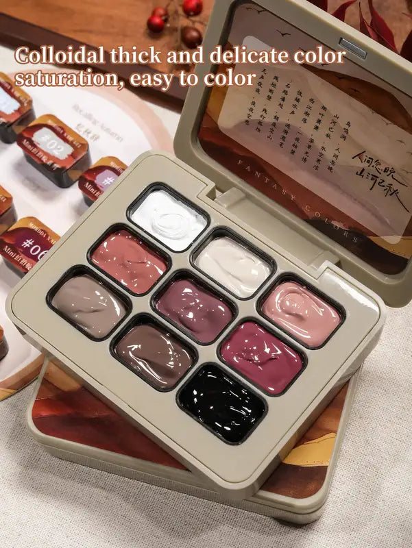 9-Colors Autumn Pattern Gel Nail Polish Set - Vibrant Semi-Solid Colors