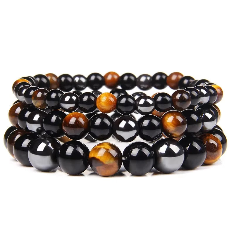 Natural Obsidian Hematite Tiger Eye Beads Bracelets for Men and Women – Healing Jewelry
