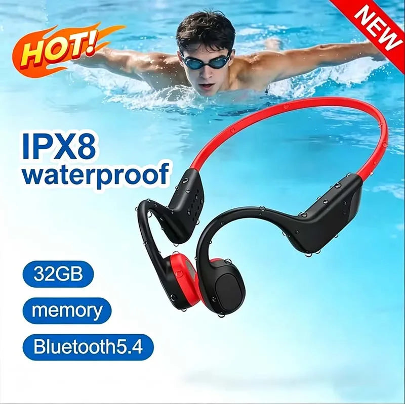 Wireless Bone Conduction Headphones Waterproof Sports Earbuds Bluetooth 5.4 with Mic