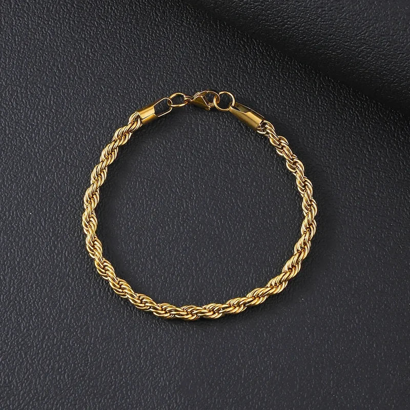 Stainless Steel Chain Bracelet for Men & Women 6MM Twisted Rope Jewelry