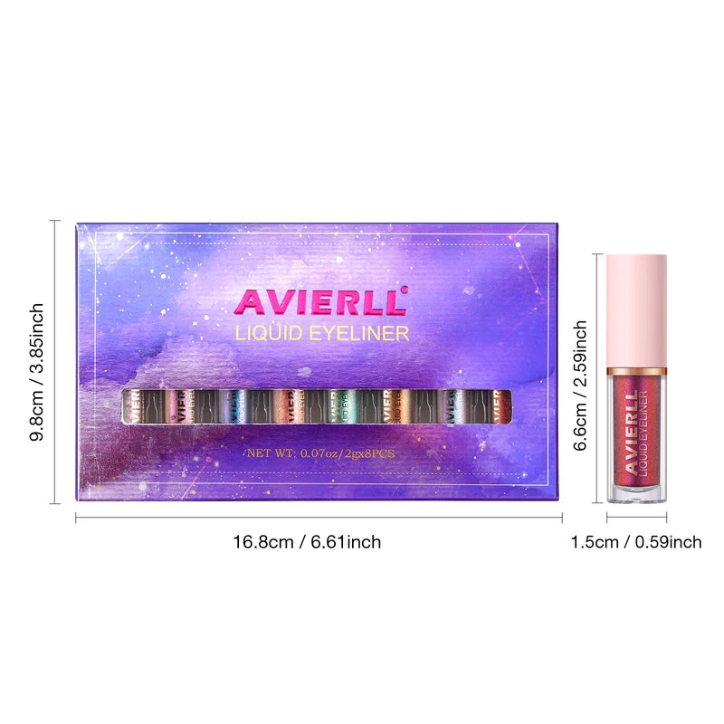 8-Color Waterproof Liquid Eyeliner Set - Long-Lasting Glitter Eye Makeup