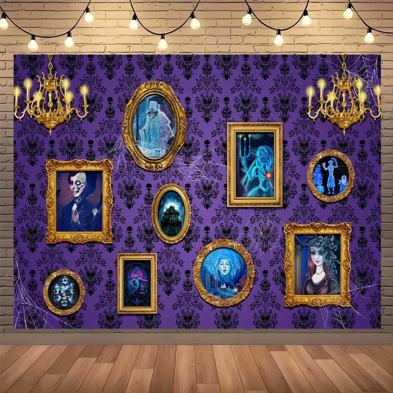 Halloween Haunted House & Gothic Spider Web Party Background Decor - Polyester Photography Backdrop