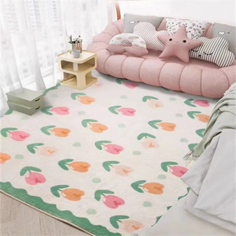 Girl Pink Imitation Cashmere Rug - Plush Bedroom & Living Room Decor