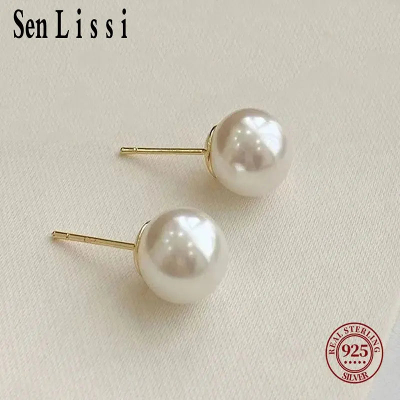 Sterling Silver Pearl Earrings 4-14mm Stud Jewelry for Women Gift