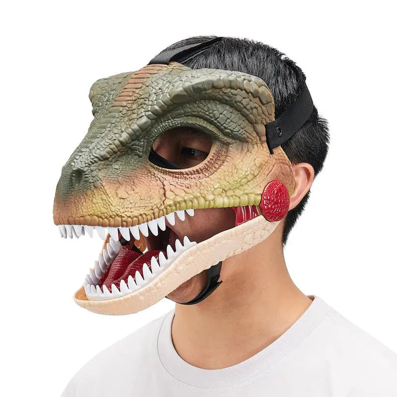 Movable Jaw Dinosaur Mask for Halloween & Cosplay - Realistic Face Cover Prop