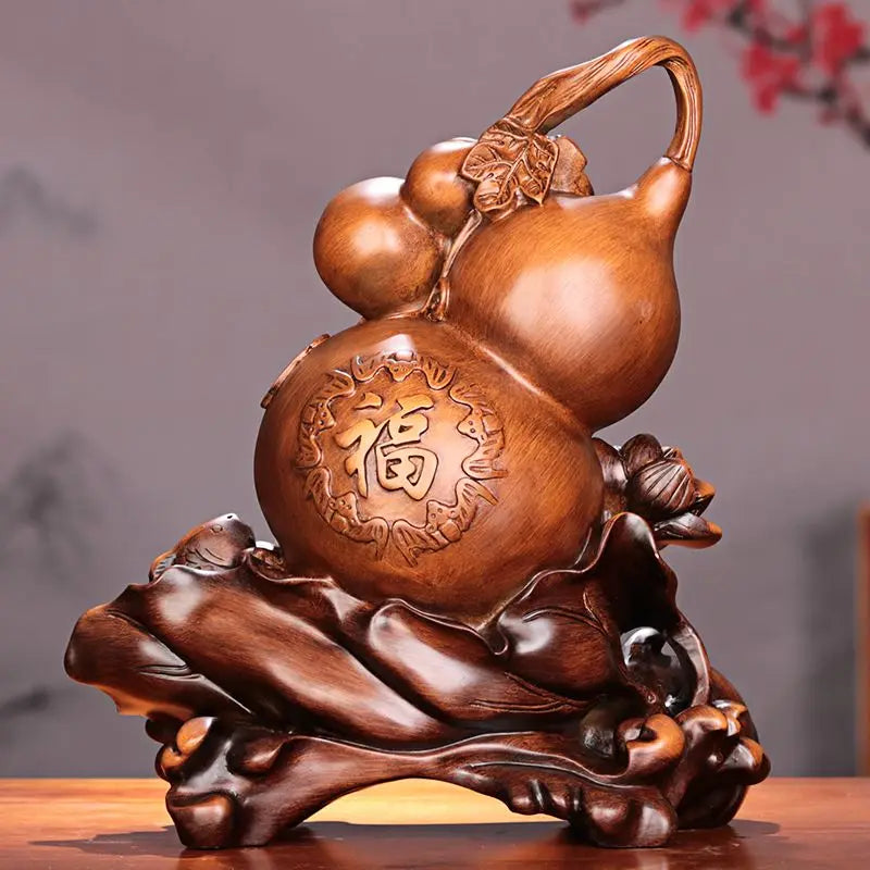 Lucky Gourd Home Decor Statue - Resin Craft for Living Room & Porch
