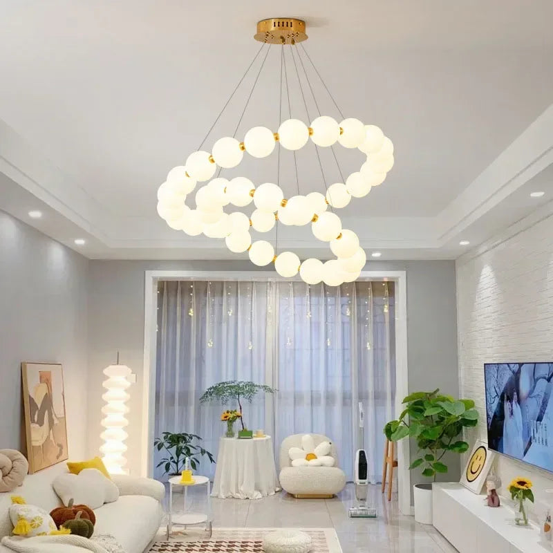 Nordic Ring LED Chandelier Light Fixture for Living Room & Bedroom - Modern Pendant Lamp
