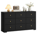 Modern 9-Drawer Dresser with Gold Handles, 57-Inch Wide Storage Chest