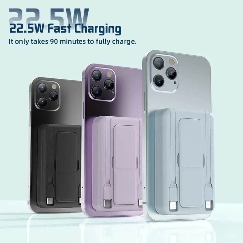 10000mAh Magnetic Wireless Power Bank with Fast Charging & Portable Stand