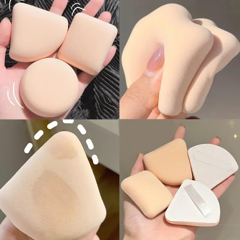 Multi-Shape Makeup Powder Puffs Set - Soft Cotton Candy Sponge Applicators for Dry & Wet Use