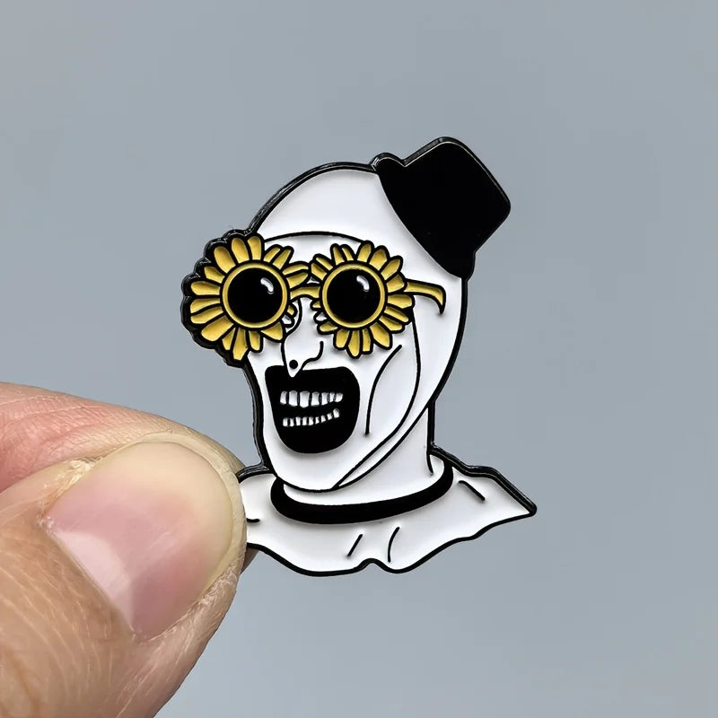 Halloween Sunflower Clown Enamel Pin Horror Movie Brooch Badge Accessory