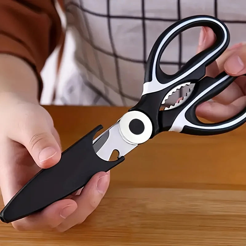Heavy Duty Stainless Steel Kitchen Scissors - Multifunctional Food & Salad Cutter