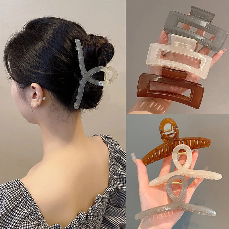 Large Transparent Hair Claw Clips for Women - Fashion Headwear & Ponytail Holders