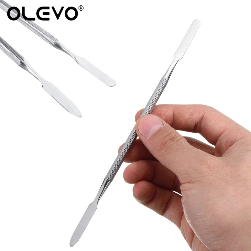 Stainless Steel Mixing Spatula Double Ended Nail Art Makeup Foundation Eyeshadow Tool