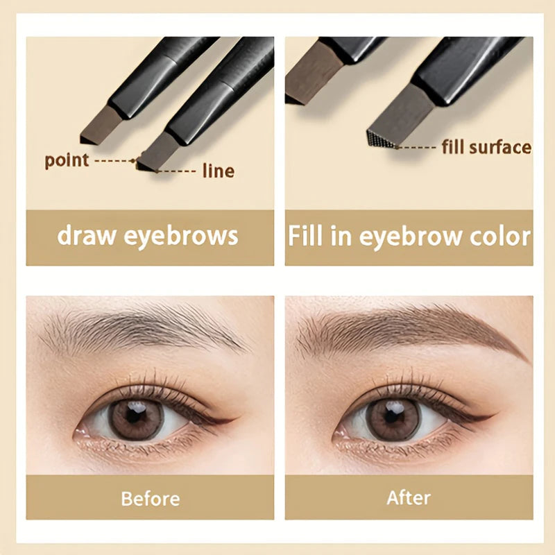 Waterproof Matte Eyebrow Pen with Dual-Head Design - Long-Lasting Brow Makeup