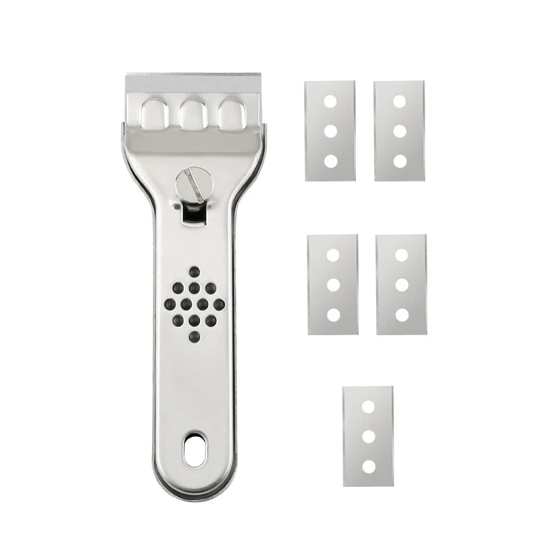 Stainless Steel Paint Scraper Tool with Replaceable Blades for Kitchen Glass Tile