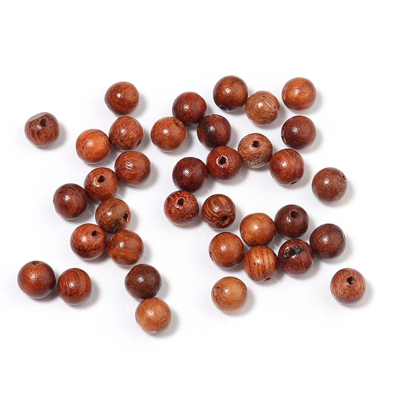 Natural Wood Beads for Jewelry Making 6-12mm Round Loose Beads DIY Bracelets Necklaces