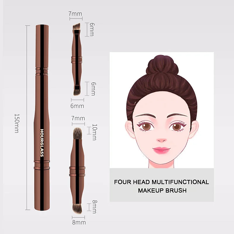 Multifunctional Makeup Brush Set - 4-Head Eye Brush for Eyeshadow Eyeliner Eyebrows