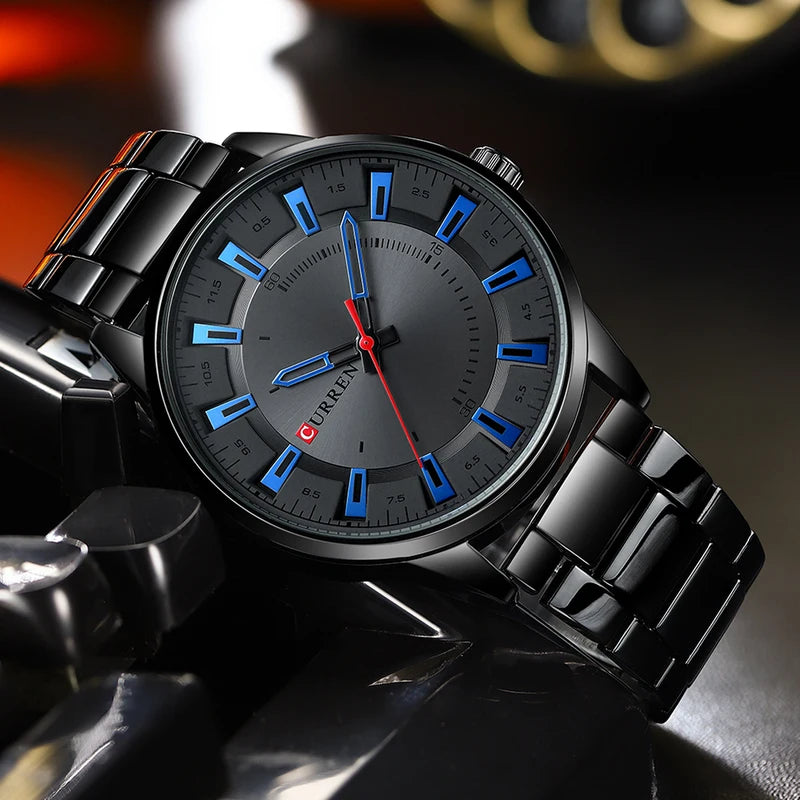 Men's Ultra-Thin Business Wristwatch with Large Dial and Steel Strap