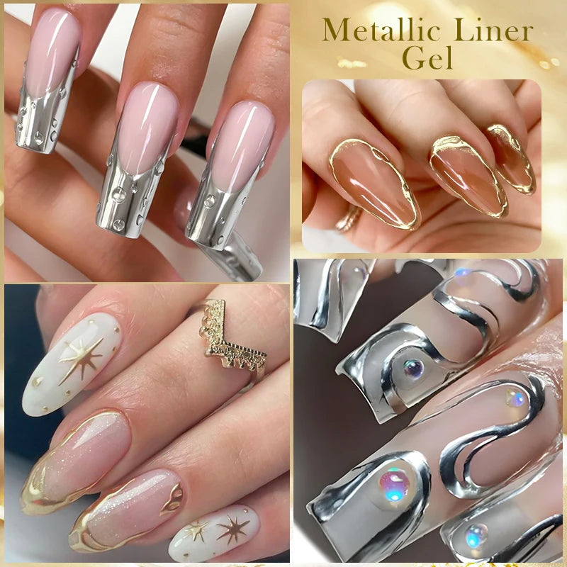 Metallic Liner Gel Nail Polish - Mirror Effect Chrome Nail Art 5ml