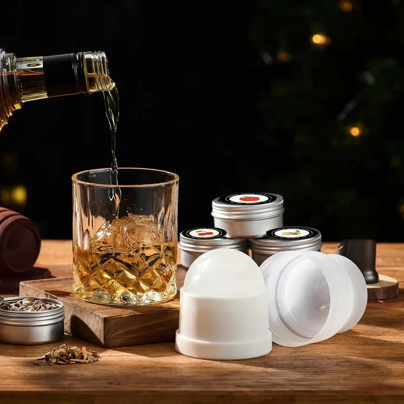 Cocktail Smoking Set with Natural Cherry Wood Smoke Device for Whiskey & Drinks