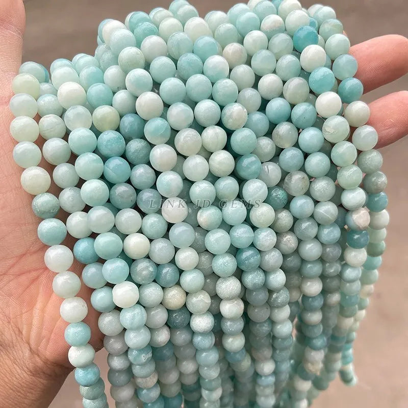 Natural Amazonite Stone Beads Round Loose Jewelry Making Beads 5-12mm