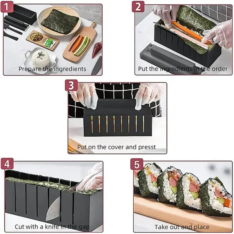 Multifunctional Sushi Making Kit with Shapes and Mold - Food-Grade Plastic DIY Tool
