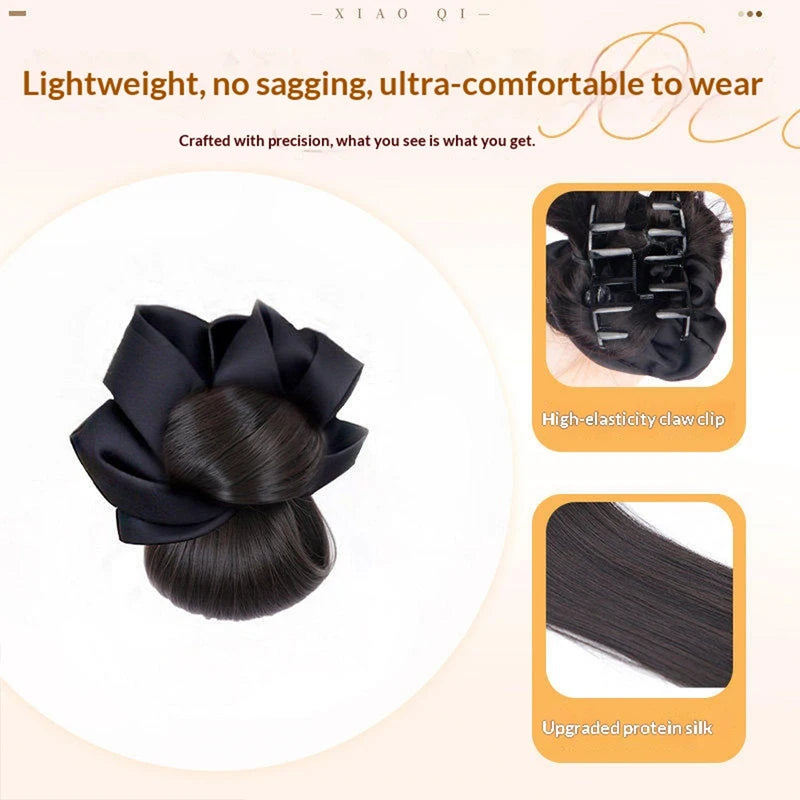 Natural Synthetic Ponytail Hair Bun Clip - Fluffy Claw Chignon for Women