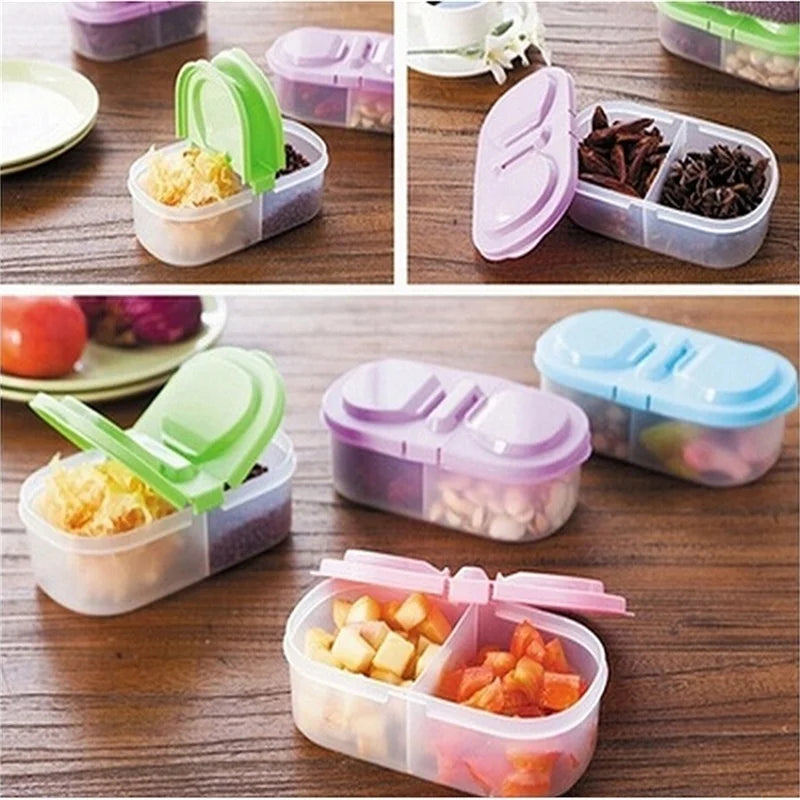 Portable Plastic Food Storage Box with Divided Compartments for Outdoor Lunch, Fruit, Snacks