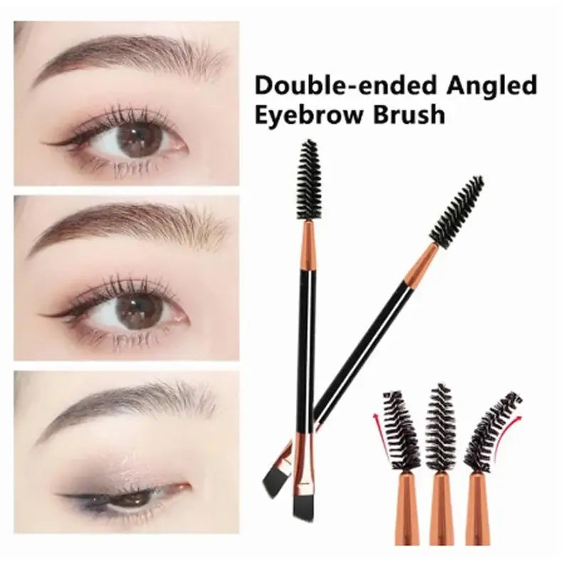 Double Ended Eyebrow and Eyelash Brush Set - Angled Brow & Spoolie