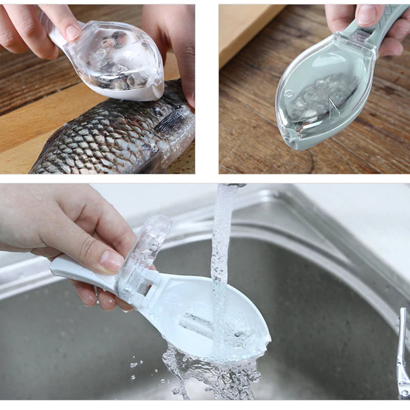 Fish Scale Scraper Tool with Cover - Fish Shape Fish Cleaning Utensil for Kitchen & Fishing