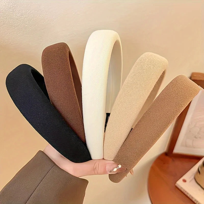 Solid Color Sponge Headband for Women and Girls - Wide Edge Hair Band