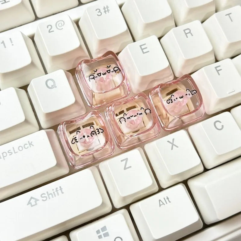 Cute Cat Profile WASD Keycap Set for Mechanical Keyboard - Multiple Colors