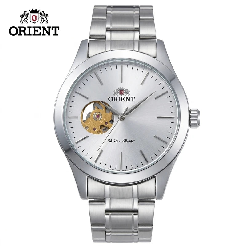 Men's Skeleton Automatic Dress Watch with Open Heart Dial - Stainless Steel, Water-Resistant