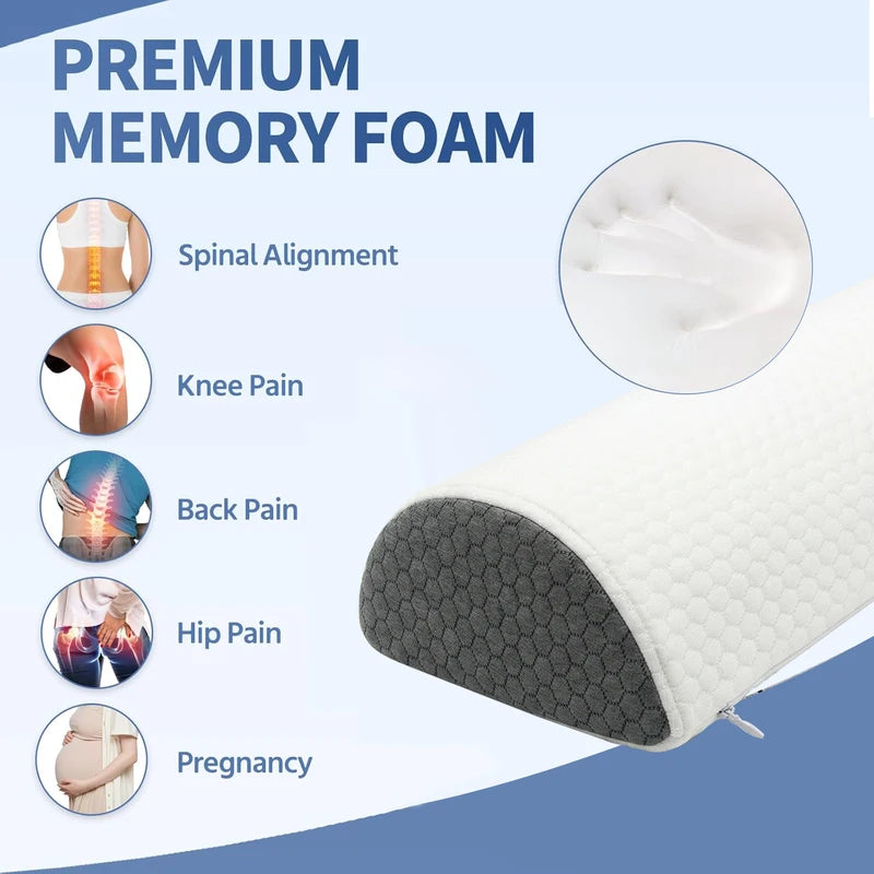 Knee Pillow for Side Sleepers - Memory Foam Leg Support for Hip & Back Pain Relief