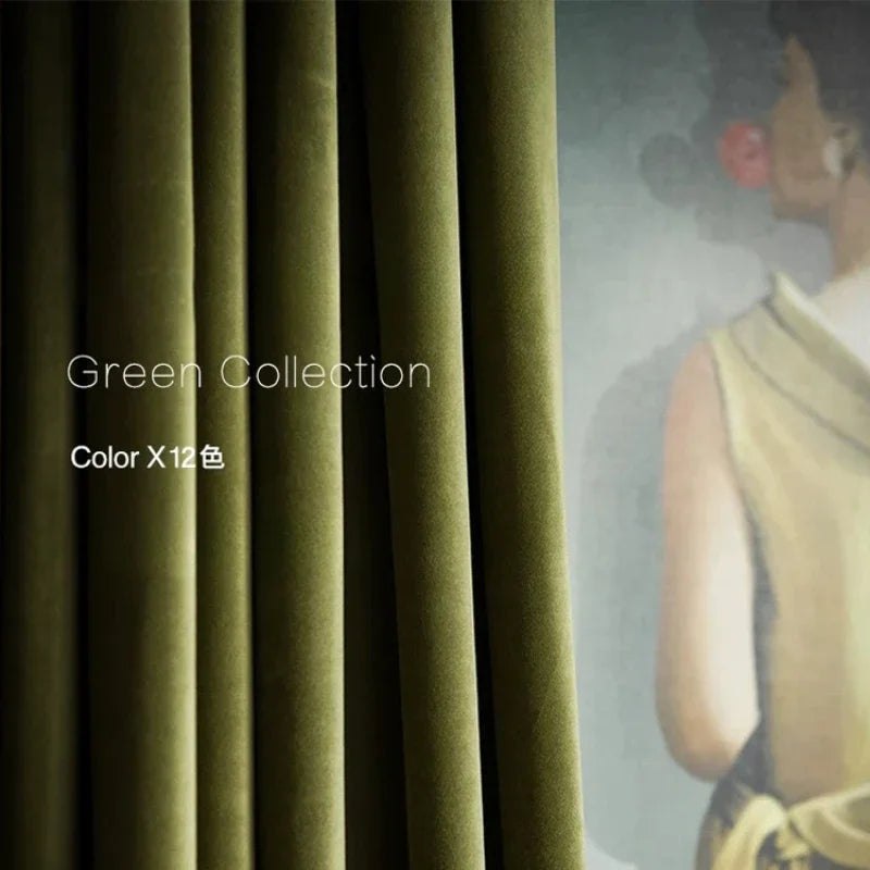 Luxury Velvet Curtains for Living Room & Bedroom - Blackout, French Minimalism