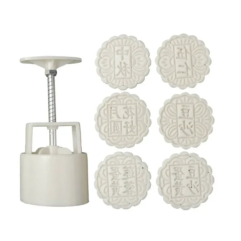 Mooncake Mold Set for Chinese Festival Baking - Multi-Color Plastic Cookie Cutter