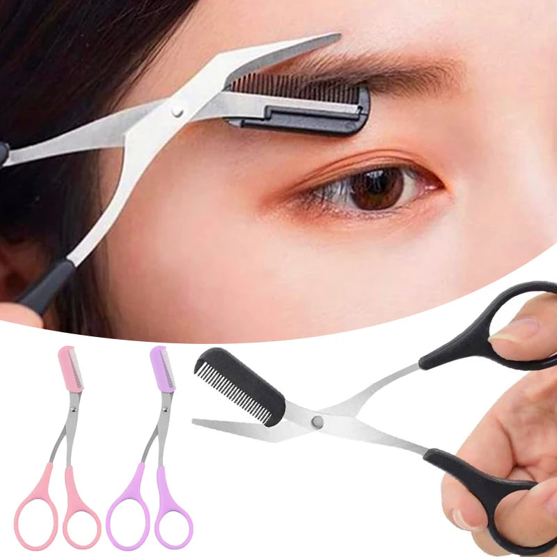 Eyebrow Trimmer Scissors with Comb - Facial Hair Grooming & Shaping Tool