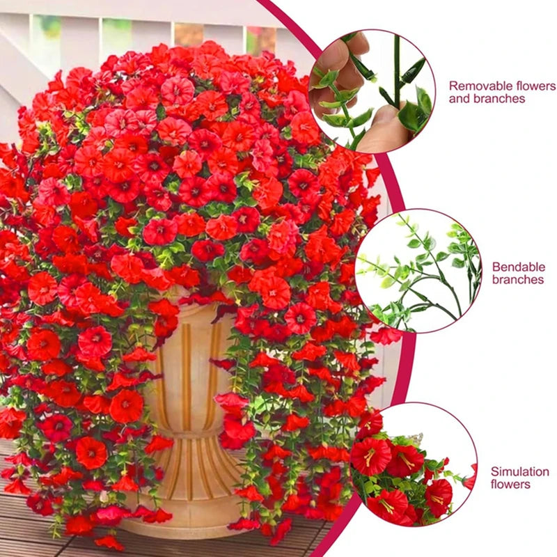 Artificial Flower Vine Morning Glory for Wedding Home Garden Decor - 75cm