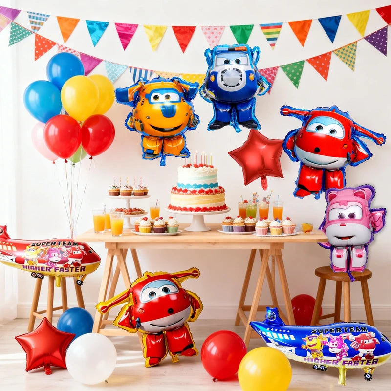 9 Pack Super Wings Foil Balloons Party Decorations for Super Wings Birthday