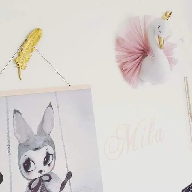 Kids Room Wall Decor Swan Doll Art Hanging for Nursery & Baby Room