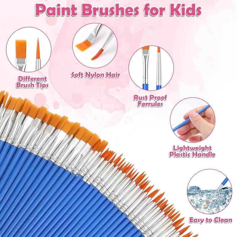 Art Brush Set 20/100/200 Pcs Painting Brushes for Oil Acrylic Watercolor Crafts