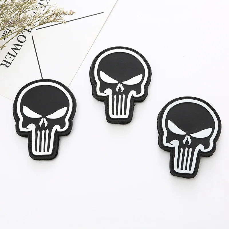 Luminous Skeleton Head Patch with Hook Backing for Tactical Backpack & Gear