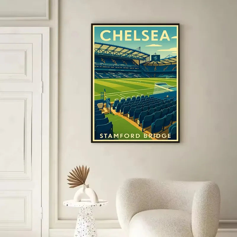 Football Field Canvas Wall Art - Sports Venue Poster for Living Room & Home Decor