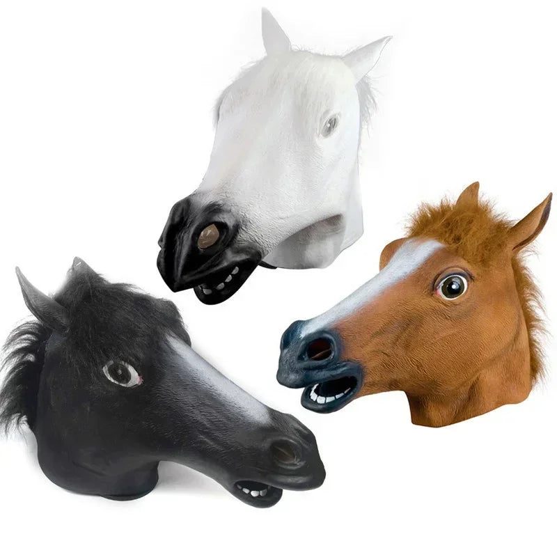 Horse Head Mask Cosplay Costume Party Funny Halloween Headgear Vinyl