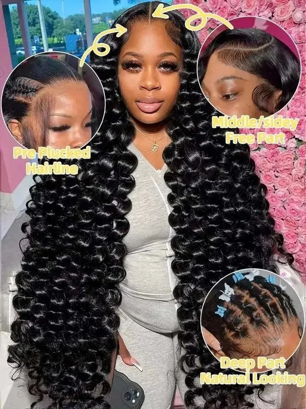 Deep Wave Human Hair Wigs 13x4 13x6 HD Lace Frontal & Full Density Options