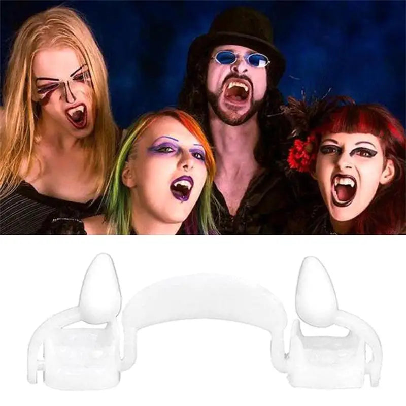 Halloween Vampire Teeth Dentures Fangs - White Plastic Cosplay Prop
